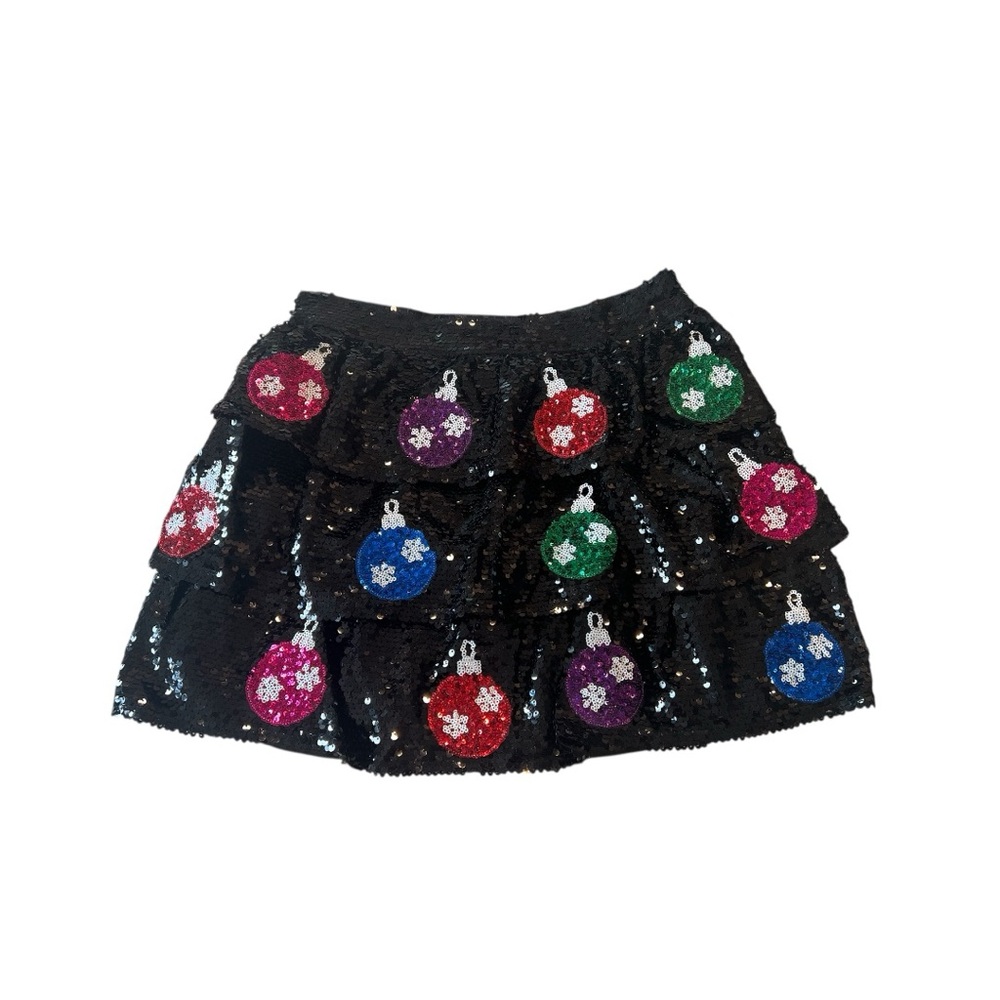 PEACH LOVE CALIFORNIA black sequin holiday Christmas party skirt S M L - Picture 5 of 8